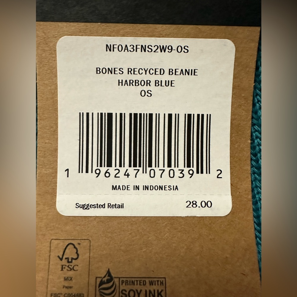 North face recycled, beanie, harbor blue, one size